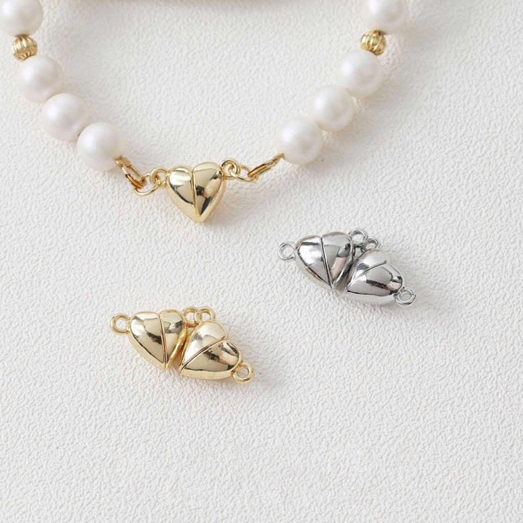 مشبك مغناطيسي على شكل قلب، مشبك سوار مغناطيسي، زوج واحد، مطلي بذهب عيار 14 قيراط، 16*12 مم، مشبك بحلقة، موصل، مشبك صنع الأساور GZ219