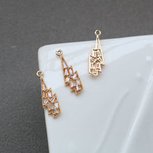 Load image into Gallery viewer, CZ Pave Leaf Charm, Cubic Zircon Crystal Leaf Pendant, Bracelet Necklace Pendant, 14K Real Gold Plated Charm, Jewelry Findings HL019-F190