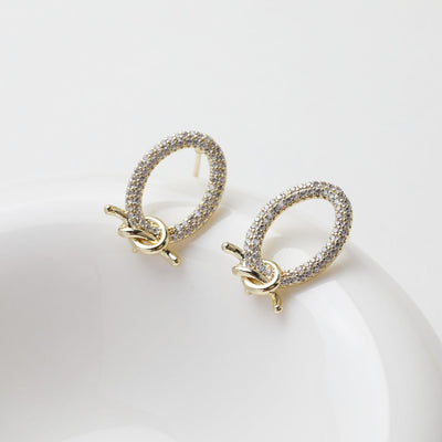 Gold Knot Earring Post With Loop, S925 Silver Ear Pin, Nickel Free Earrings, 14K Ear Stud Loop, Tie The Knot Earring Findings GT035