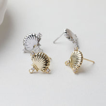 Load image into Gallery viewer, Shell Pave Cubic Earring Post, Shell Post, Gold/Silver, S925 Silver Pin Nickel Free Earrings, Hypoallergenic Earring Findings GT054