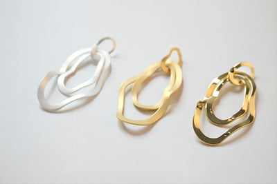 Irregular Drop Triple Ring Pendant, 14K Shiny Gold/Silver Plated Drop Openwork Pendant 5x24mm for Jewelry Making Supply JH018