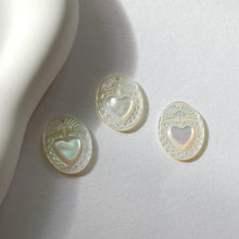 Load image into Gallery viewer, Heart White Mother-of-Pearl, MOP Shell Pendant, Engraved White Nacre, Shell Charm, Oval Shell Jewelry Making Findings RY035