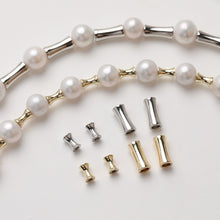 Cargar imagen en el visor de la galería, 10 cuentas tubulares, cuentas espaciadoras, cuentas espaciadoras chapadas en oro/plata de 14 quilates, para hacer pulseras y collares, accesorio de joyería JG006