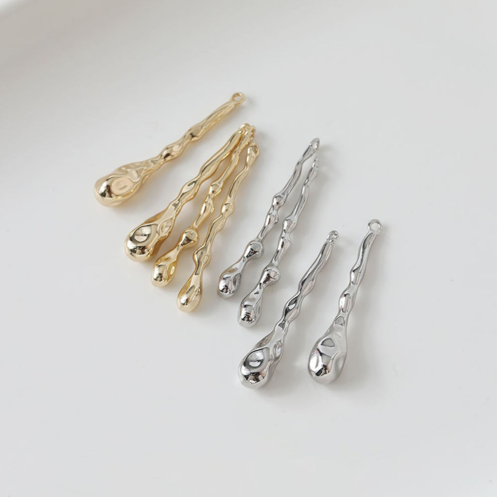 Drop Shaped Textured Pendant, Charm, 14K Gold/Silver Plated, Jewelry Making Findings ZZ021