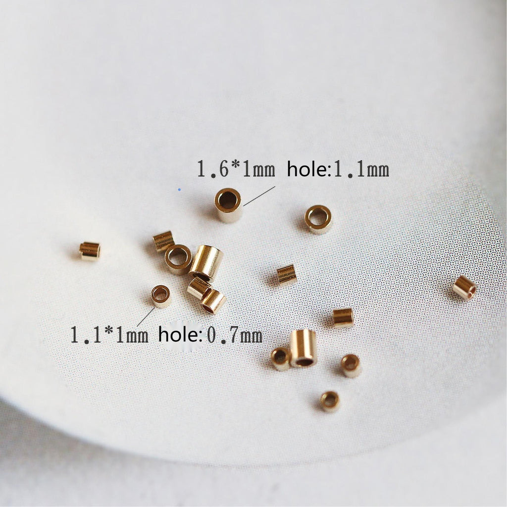 50pcs- Gold Filled Crimp Beads, 1.6x1mm/1.1x1mm Position Beads, 14K Gold Crimp Tube Beads, Gold Crimp Beads, B012