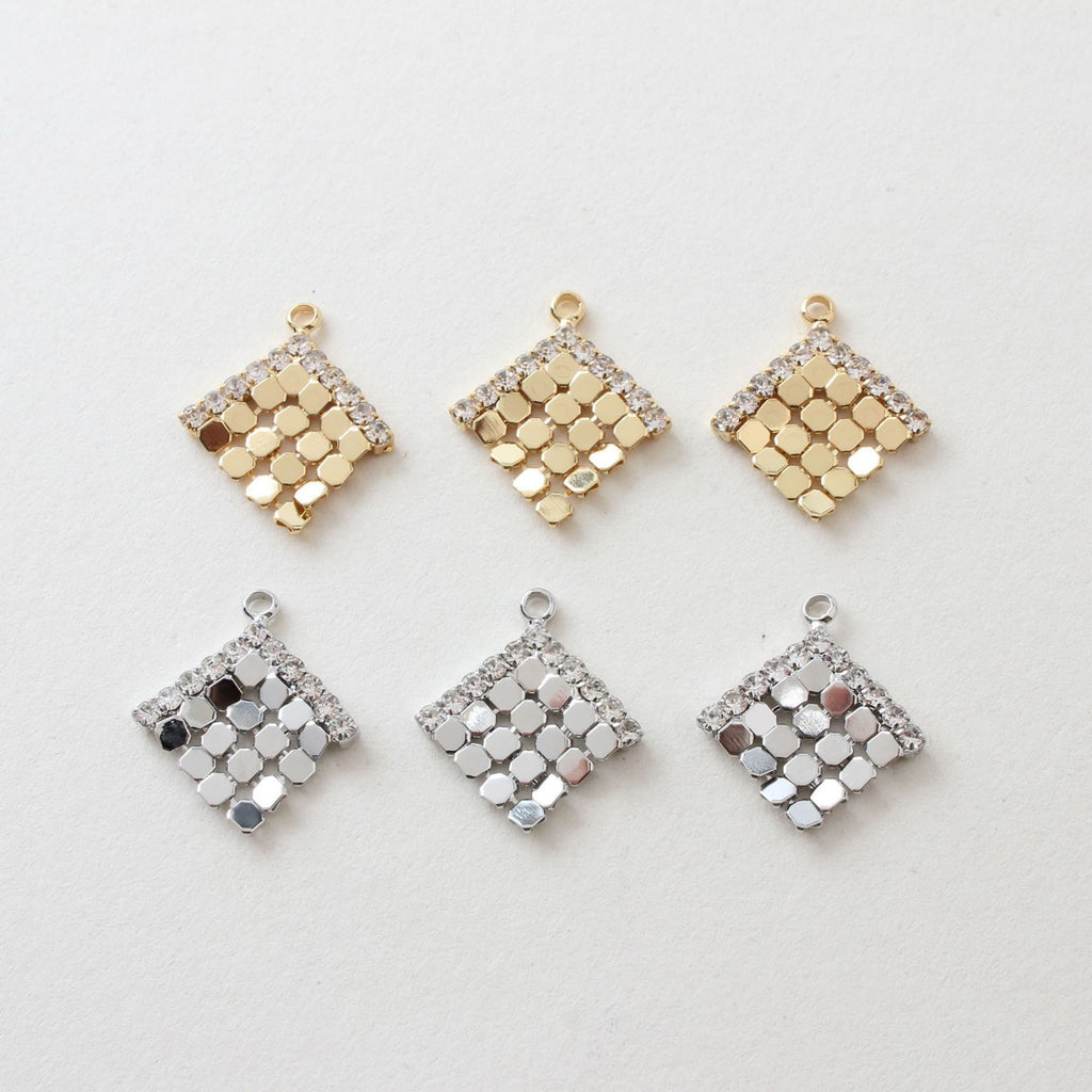 Diamond Shape Sequin Pendant, 18K Gold Plated, Earring Making Charm, Jewelry Finding JG018