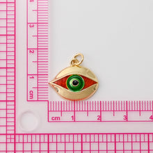 تحميل الصورة إلى عارض المعرض، قلادة عين الشيطان، دلايات عين الشر المطلية بالمينا، دلايات عين مطلية بالذهب عيار 18 قيراطًا، لصنع الأساور والقلائد، قطع مجوهرات S1448