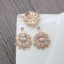 Load image into Gallery viewer, CZ Pave Geometric Flower Charm, Cubic Zircon Crystal Pendant, Multiple Holes, 14K Real Gold Plated, Jewelry Findings HL012-F192