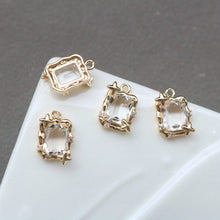 Load image into Gallery viewer, 10pcs Rectangular Connector, Cubic Zircon Crystal Pendant, Bracelet Necklace Pendant, 14K Real Gold Plated, Jewelry Findings HL067-F133