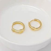 Load image into Gallery viewer, CZ Pave Earring Hoop, Gold Plated Huggie Hoop Earring, Hollow Leverback Earring, DIY Earring  Findings,Handmade Earring Supplies D0509-D0528