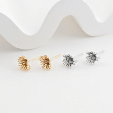 Load image into Gallery viewer, Flower Earring Post with Loop, S925 Silver Pin, 18K Real Gold Plated Brass Stud Earring With Loop, Nickel Free, Earring Finding ZX265