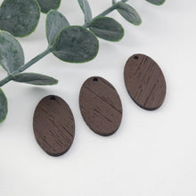 Load image into Gallery viewer, 4PCS Wood Pendant, Oval Wooden Charm, Reclaimed Walnut Wood, Nickel Free, Natural Jewelry Finding JT994