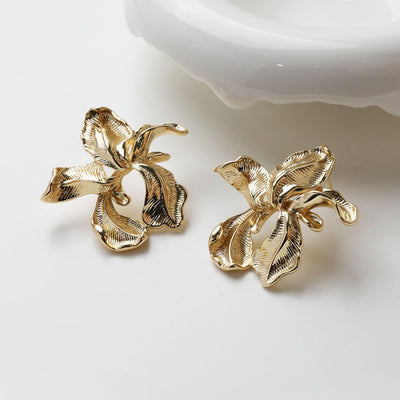 Flower Earring Post, 14K Gold/Silver, S925 Silver Pin Nickel Free Earrings, Flora Ear Stud with Loop GZ752