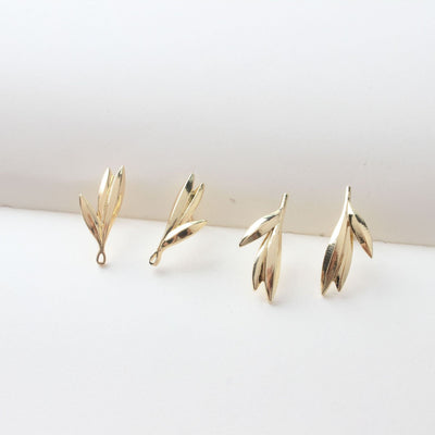 أقراط على شكل ورقة شجر مع حلقة، مطلية بذهب عيار 14 قيراط، دبوس فضة S925 خالية من النيكل، نتائج أقراط مضادة للحساسية BB063