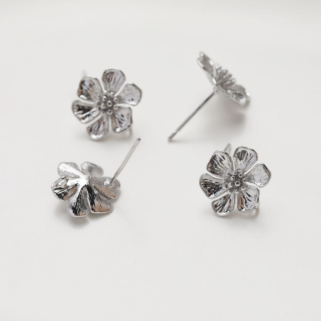 Pendientes de aro con forma de flor y aro, de plata S925, sin níquel, de oro y plata, hipoalergénicos, JG072