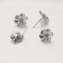 Cargar imagen en el visor de la galería, Pendientes de aro con forma de flor y aro, de plata S925, sin níquel, de oro y plata, hipoalergénicos, JG072