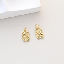 Load image into Gallery viewer, Flower Charm On Oval Shape, 18K Gold Plated, Rectangular Flower Pendant, Necklace Earring Making Charms, Jewelry Findings S1326