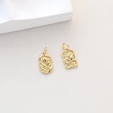 Flower Charm On Oval Shape, 18K Gold Plated, Rectangular Flower Pendant, Necklace Earring Making Charms, Jewelry Findings S1326