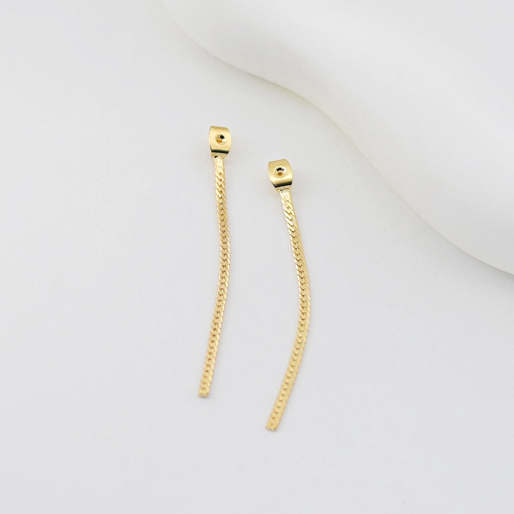 10pcs 18k Real Gold Plated Earring Back with Chain Tassels, Hypoallergenic Earring Backs for Studs, Jewelry making Findings ZX364