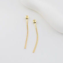 Load image into Gallery viewer, 10pcs 18k Real Gold Plated Earring Back with Chain Tassels, Hypoallergenic Earring Backs for Studs, Jewelry making Findings ZX364