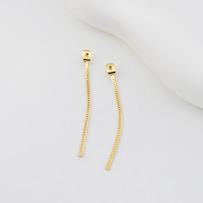 10pcs 18k Real Gold Plated Earring Back with Chain Tassels, Hypoallergenic Earring Backs for Studs, Jewelry making Findings ZX364