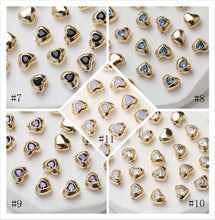Load image into Gallery viewer, Heart Spacer Beads, 14K Gold, Silver Plated, CZ Pave Beads, Heart Pendant, Jewelry Making Supplies GZ413
