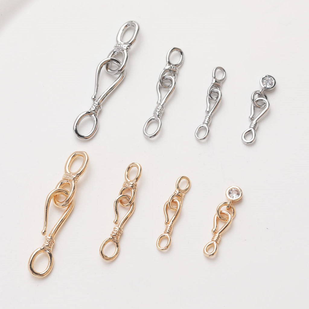 Fish Hook Clasp, Necklace Connector, 14K Gold/Silver Plated, Neckalce Bracelet Making Pendant, Jewelry Supply Finding JG008