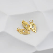 Load image into Gallery viewer, Teardrop Charm, Clear Cubic Pave Charm, Tear Drop Pendant, Bracelet Necklace Making, Gold Plated Jewelry Findings S20630