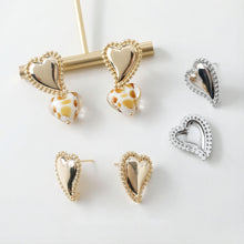 تحميل الصورة إلى عارض المعرض، عمود قرط ذهبي على شكل قلب، أقراط من الذهب عيار 14 قيراطًا خالية من النيكل، دبابيس أذن من الفضة S925، 20 مم، قرط أذن على شكل قلب مع حلقة GE001