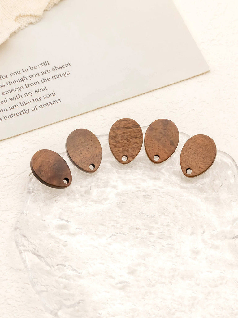 4PCS Wood Earrings, Teardrop Wooden Earrings for women, Reclaimed Walnut Wood, Nickel Free, Geometric Statement Earrings Finding JT919