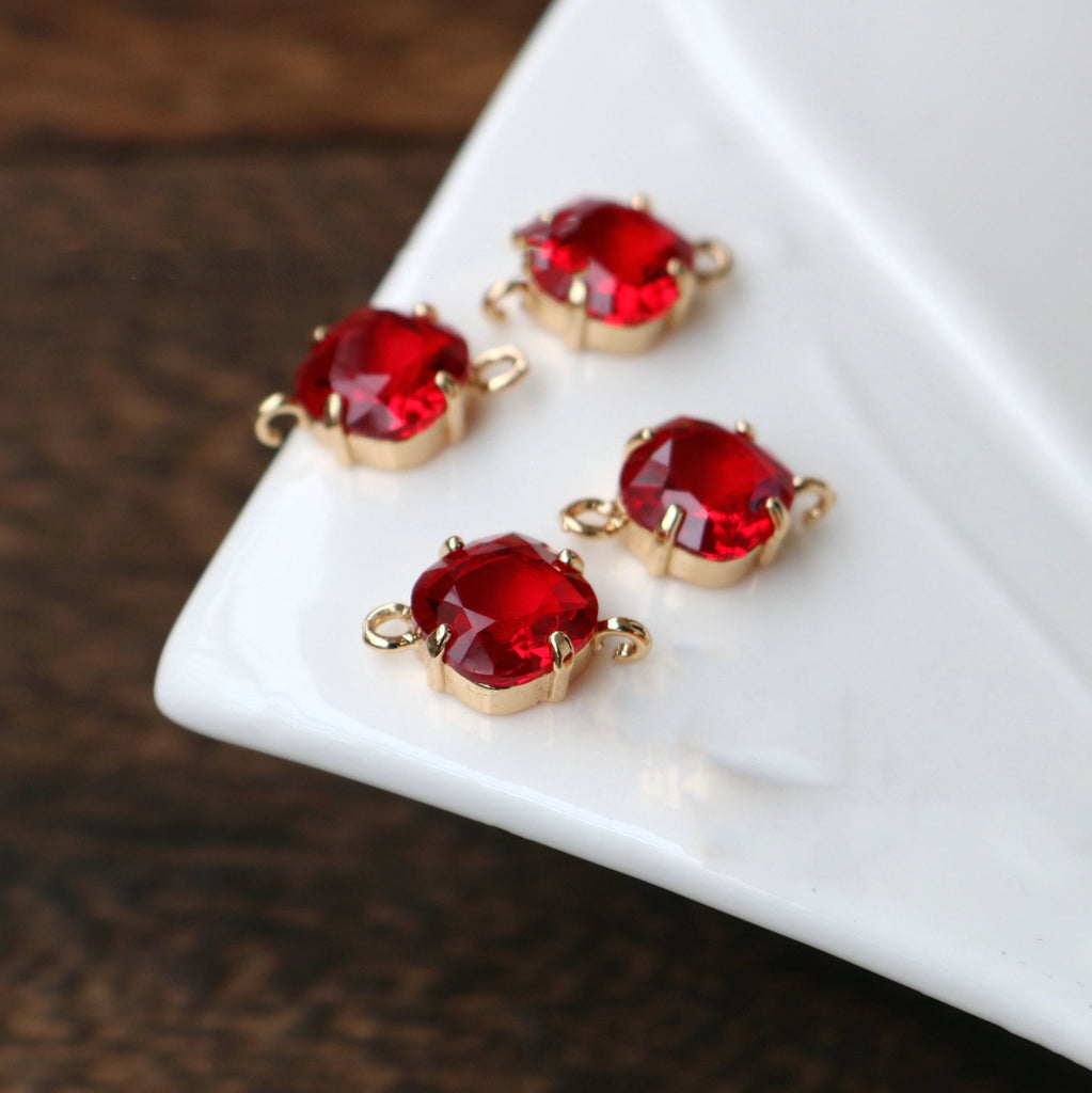 Round Shaped Crystal Connector, Glass Charm, 14K Gold Plated, Jewelry Making Findings HL045-F243