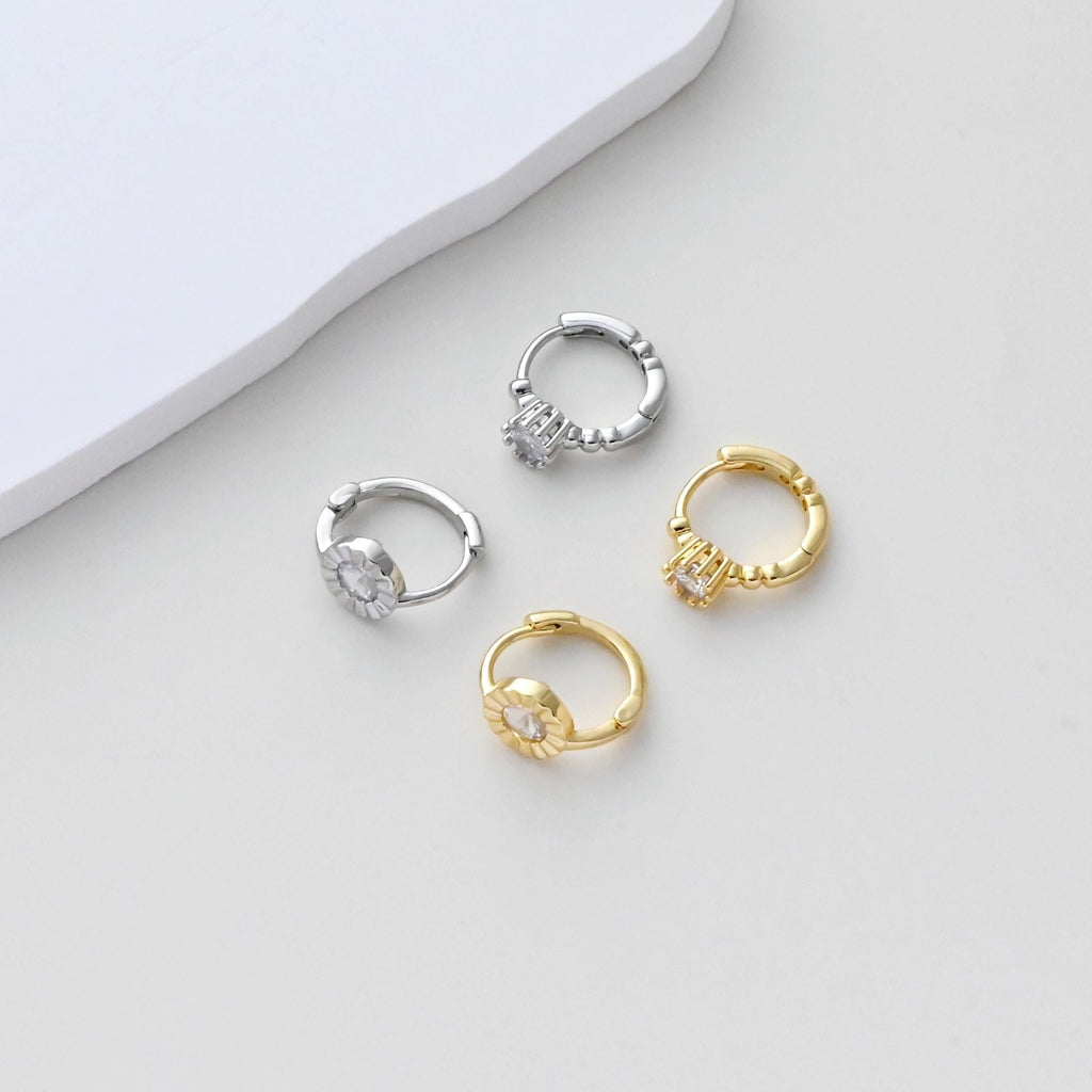 CZ Pave Earring Hoop, Gold Plated Huggie Hoop Earring, Leverback Earring, DIY Earring  Findings, Handmade Earring Supplies D0508-D0523