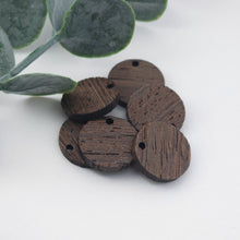 Load image into Gallery viewer, Round Geometric Shape Wood Charms, Wooden Pendant, Reclaimed Walnut Wood, Geometric Statement Wood Earrings Diy Ideas JT1001