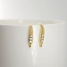 Load image into Gallery viewer, 18K Gold Plated Ear Wires, Cubic Pave Earring Hooks, Nickel Free, Fish Hooks, Ear Wires for Jewelry Making D0174