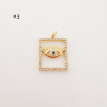 Cargar imagen en el visor de la galería, Dije rectangular de ojo turco cúbico, chapado en oro de 18 quilates con micro circonitas pavé, ideal para hacer collares, accesorios de joyería S20226