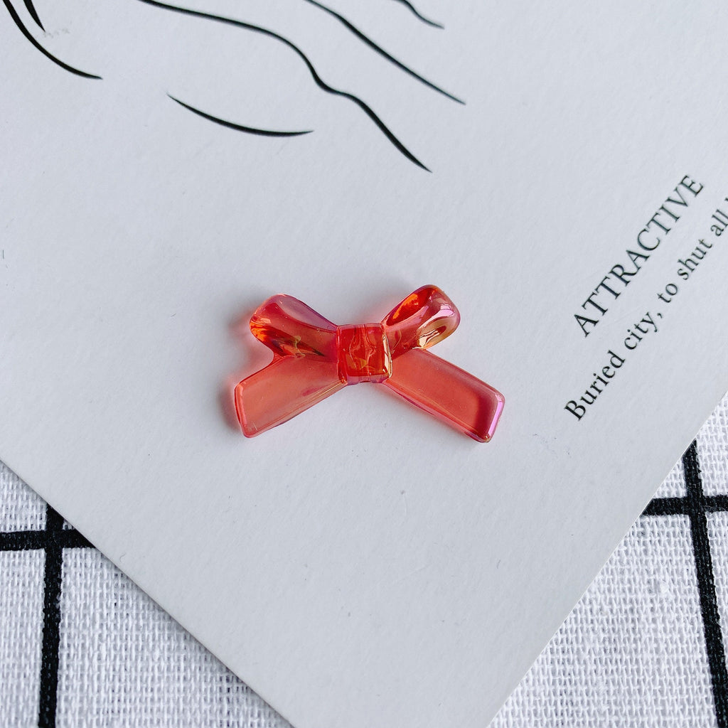 10pcs Aurora Acrylic Bow Pendant, Bow Beads, 34mm, Acrylic Dangle Charm for Jewelry Making, DIY Beads Finding MY125