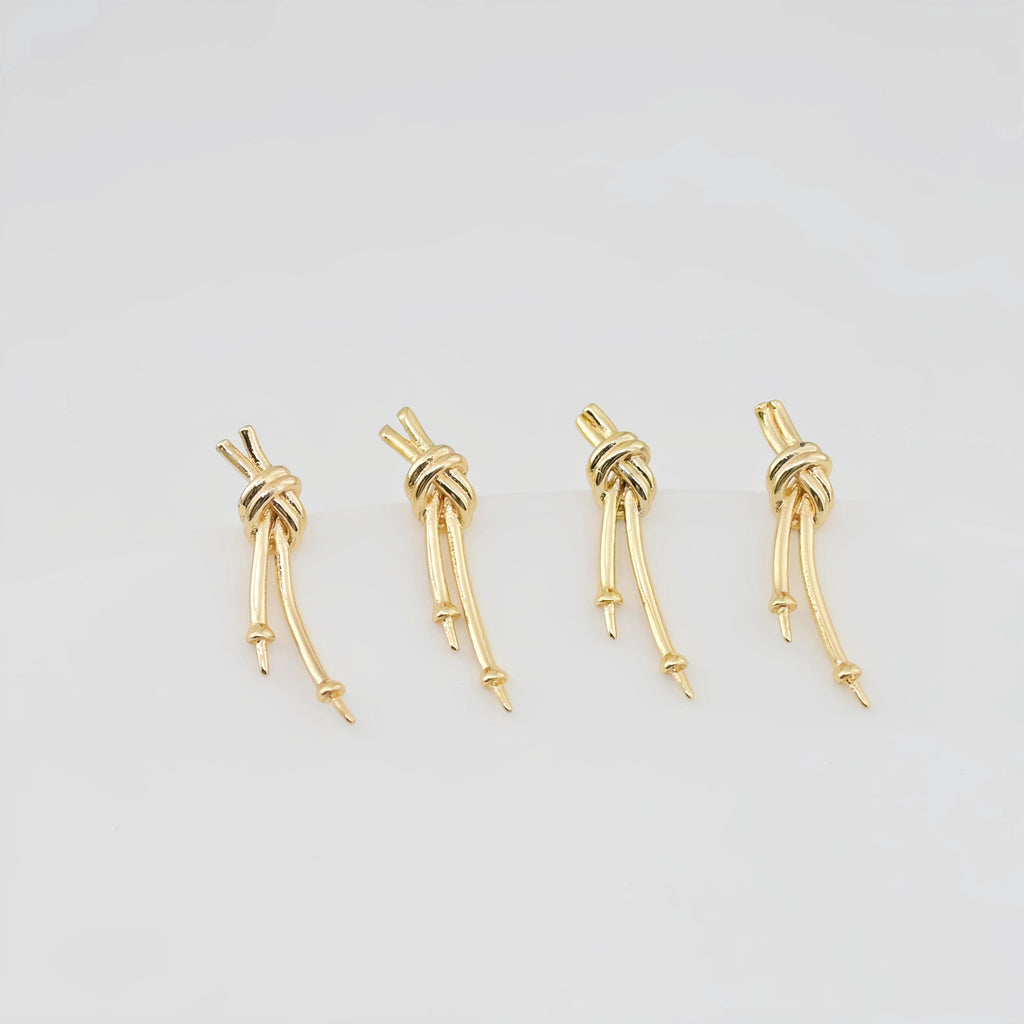 4pcs Gold Knot Earring Post With Loop, S925 Silver Ear Pin, Nickel Free Earrings, 18K Ear Stud Loop, Tie The Knot Earring Findings ZX027