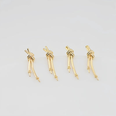 4pcs Gold Knot Earring Post With Loop, S925 Silver Ear Pin, Nickel Free Earrings, 18K Ear Stud Loop, Tie The Knot Earring Findings ZX027