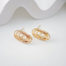 Load image into Gallery viewer, Gold Oval Earring Post, 18K Gold Nickel Free Earrings, S925 Silver Ear Pins, 17.3*10mm, Oval Shape Ear Stud with Loop ZX199