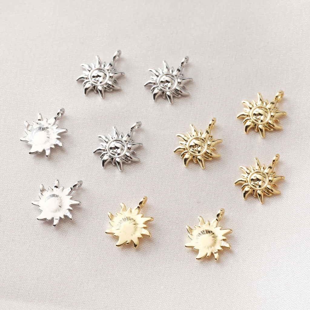 Little Sun Charm, Sun Pendant, 18K Gold Plated, Necklace Making Charm, Jewelry Findings GZ318