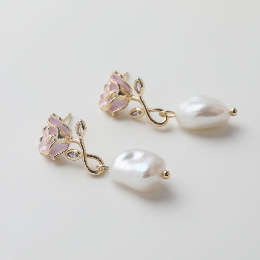 Enamel Flower Earring Post, 14K Gold/Silver, S925 Silver Pin Nickel Free Earrings, Flora Ear Stud with Loop GZ769