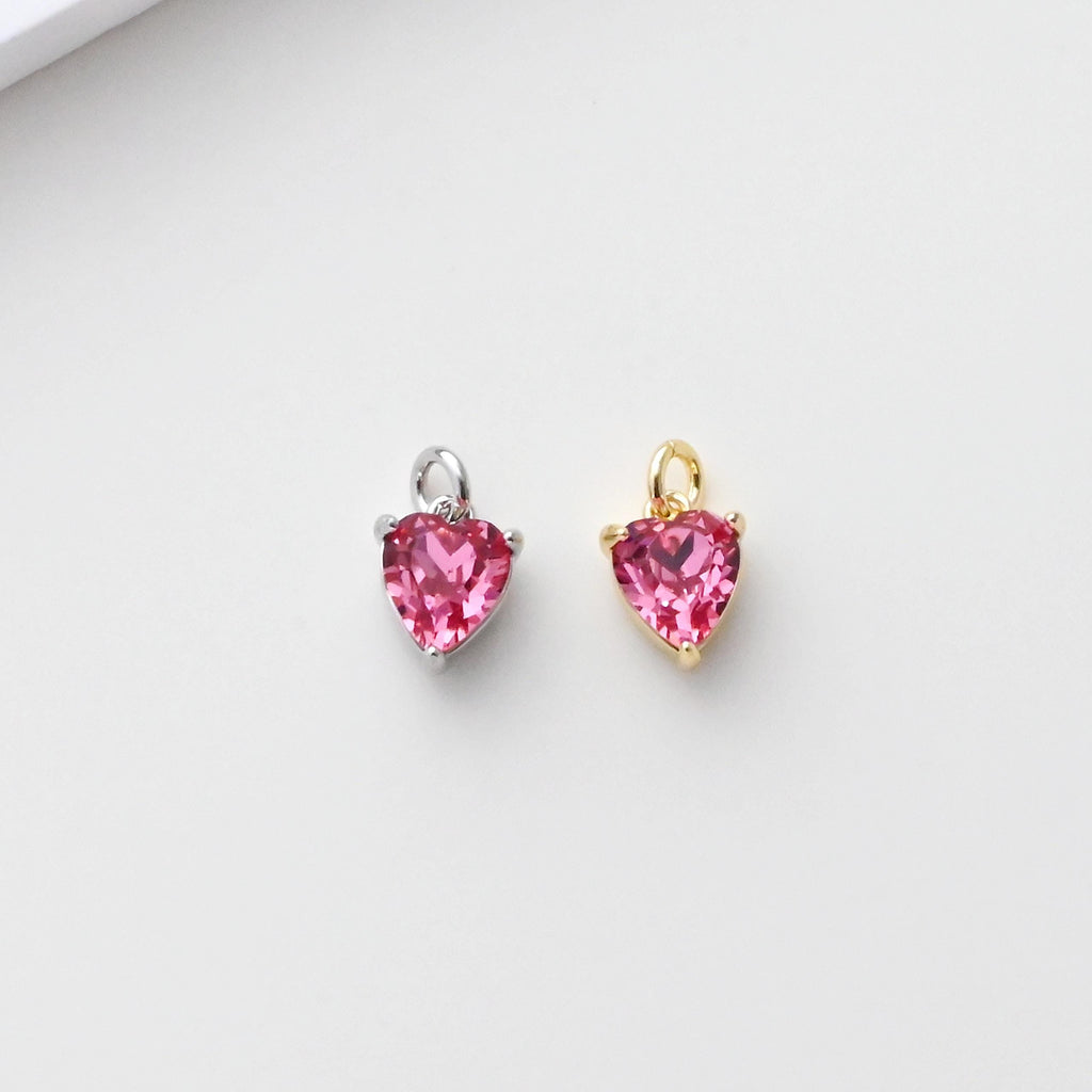 Heart Charms, Cubic Zircon Stone Charm, Shiny Crystal Pendant, 18K Gold Plated Charms, For Necklace Making,Jewelry Findings S1400