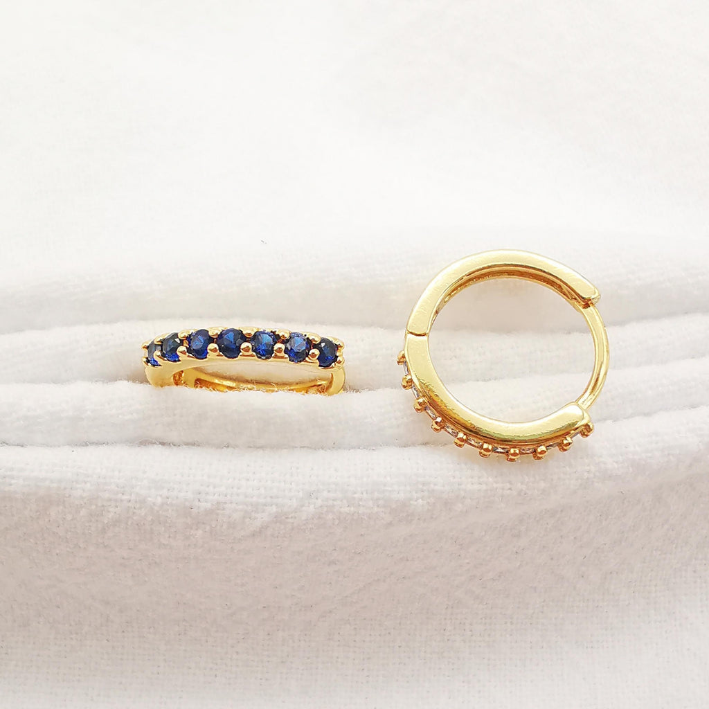 Cubic Ear Hoops Multicolor Pave Crystal , 14mm, 18K Gold Plated Leverback Earrings, Huggie Hoops Earring S1006