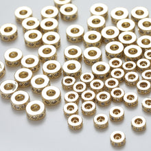 Load image into Gallery viewer, 14K Gold CZ Pave Spacer Beads, Tone Rondelle Spacer Beads, Bracelet Making, Jewelry Finding SC030