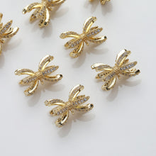 Cargar imagen en el visor de la galería, Cuentas espaciadoras con forma de corona, chapadas en oro de 14 quilates, cuentas de circonita con orificio para tapa, cuentas para hacer collares y aretes, accesorios de joyería SC019