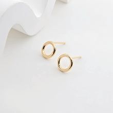 Load image into Gallery viewer, 10PCS Minimalist Circle Ear Post, S925 Silver Ear Pin Nickel Free, 9mm, 18K Gold Plated, Small Circle Stud Earring Finding ZX281