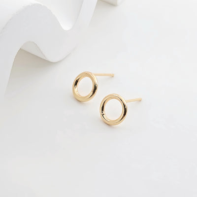 10PCS Minimalist Circle Ear Post, S925 Silver Ear Pin Nickel Free, 9mm, 18K Gold Plated, Small Circle Stud Earring Finding ZX281