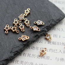 Load image into Gallery viewer, 20pcs CZ Pave Mini Star Charm, Crystal Pendant, 5mm, Earring Connectors, Real Gold Plated Brass Earring Charms, Jewelry Findings JY035-F205