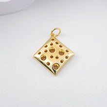 Cargar imagen en el visor de la galería, Dijes de queso con forma de cubo de corazón brillante, chapado en oro de 18 quilates, para hacer collares, accesorios de joyería S1110