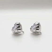 Load image into Gallery viewer, Heart CZ Post Earring, 14K Gold/Silver Nickel Free Earrings, S925 Silver Ear Pins, Heart Shape Ear Stud with Loop GZ508